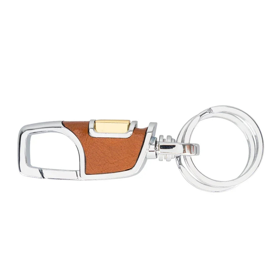 Leather Keyring in Sandy Tan