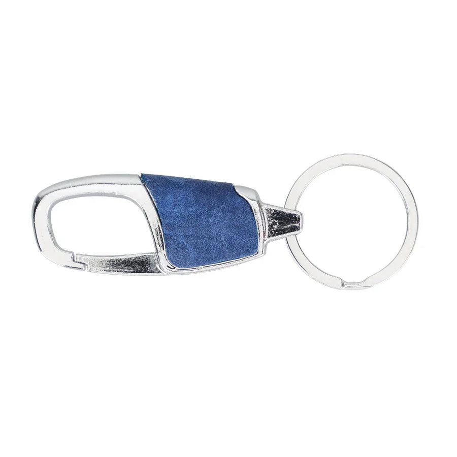 Leather Keyring in Cadet Blue