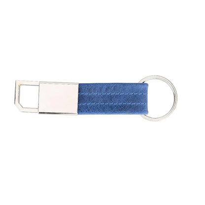 Leather Keyring in Cadet Blue