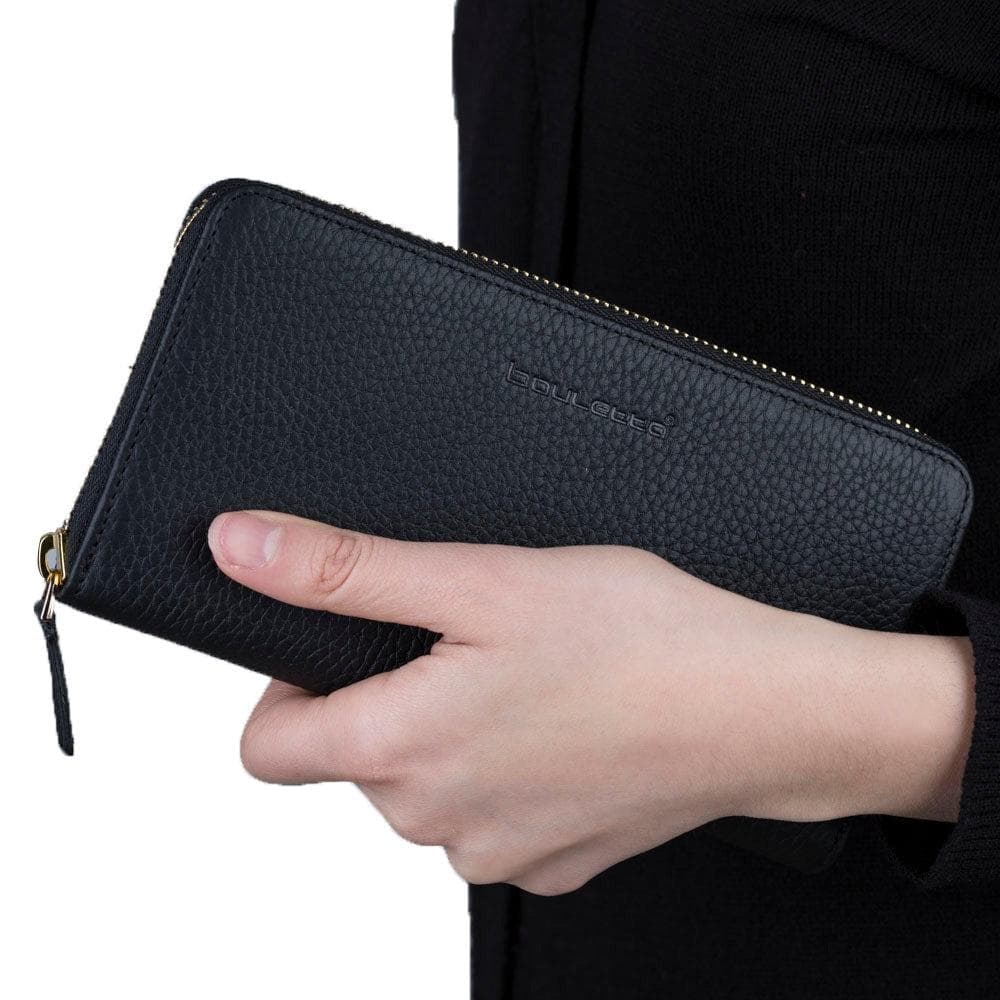 Women's Leather Wallet in Shadow Black
