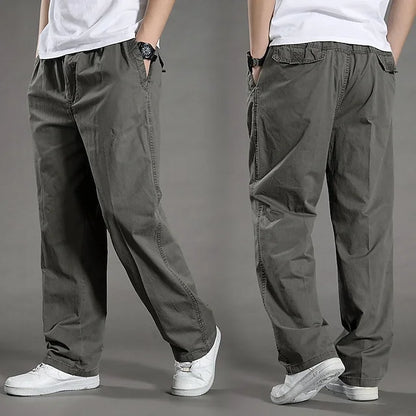 Men's Cargo Trousers - Straight Cotton Elastic Waist - view 1