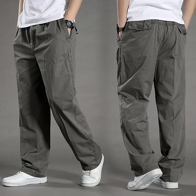 Men's Cargo Trousers - Straight Cotton Elastic Waist - view 1