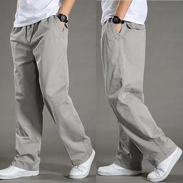 Men's Cargo Trousers - Straight Cotton Elastic Waist - view 4