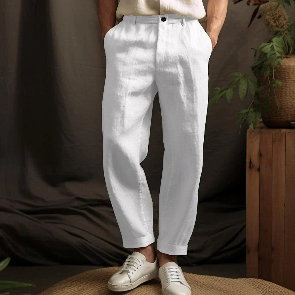 Men's Summer Linen Trousers - side view | SAINT DOR