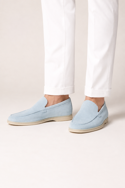 Suede Loafer — Light Blue — Loafers