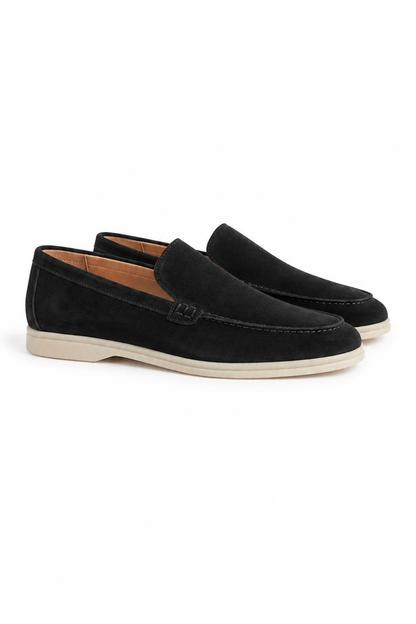 Suede Loafer — Black — Loafers