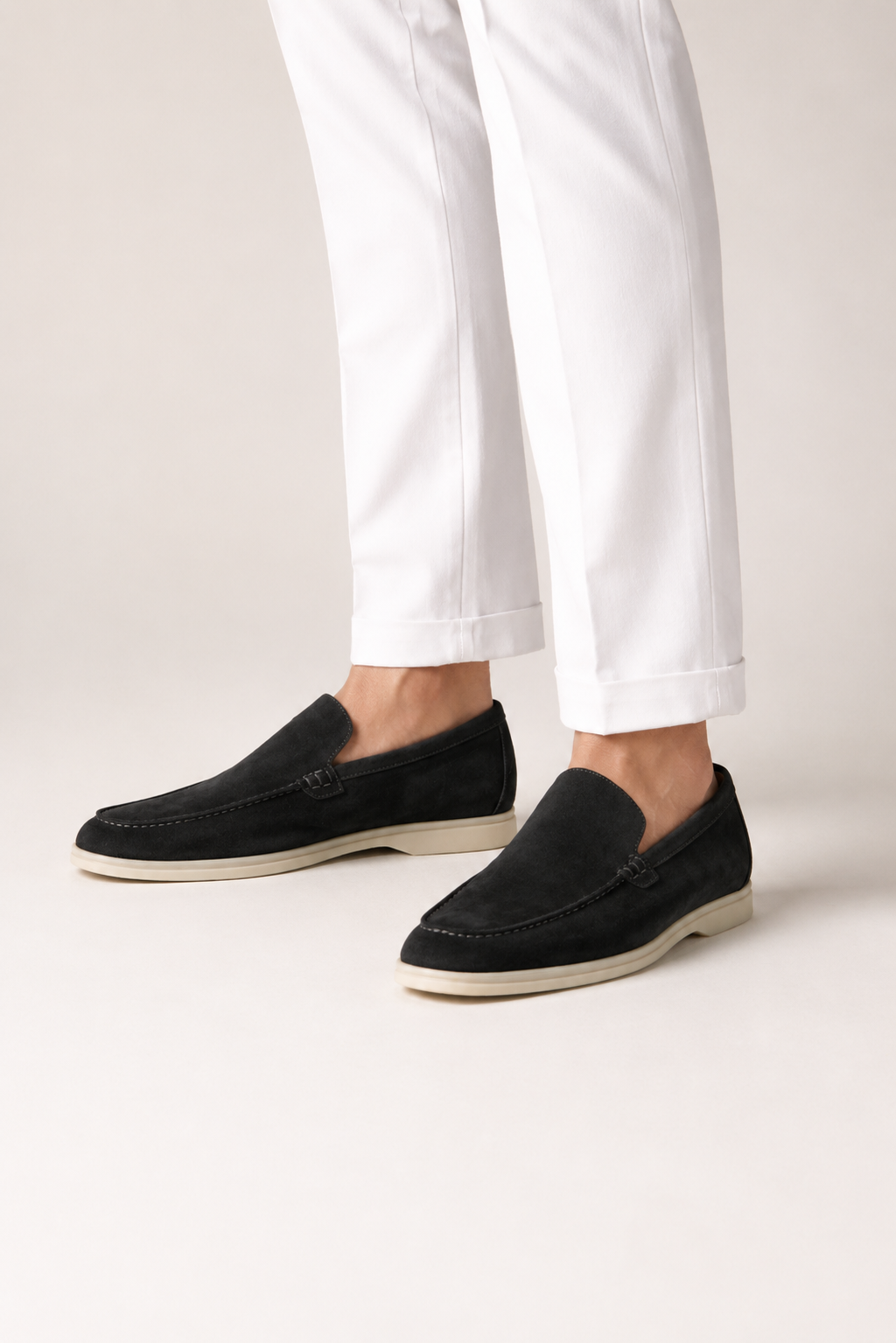 Suede Loafer — Black — Loafers
