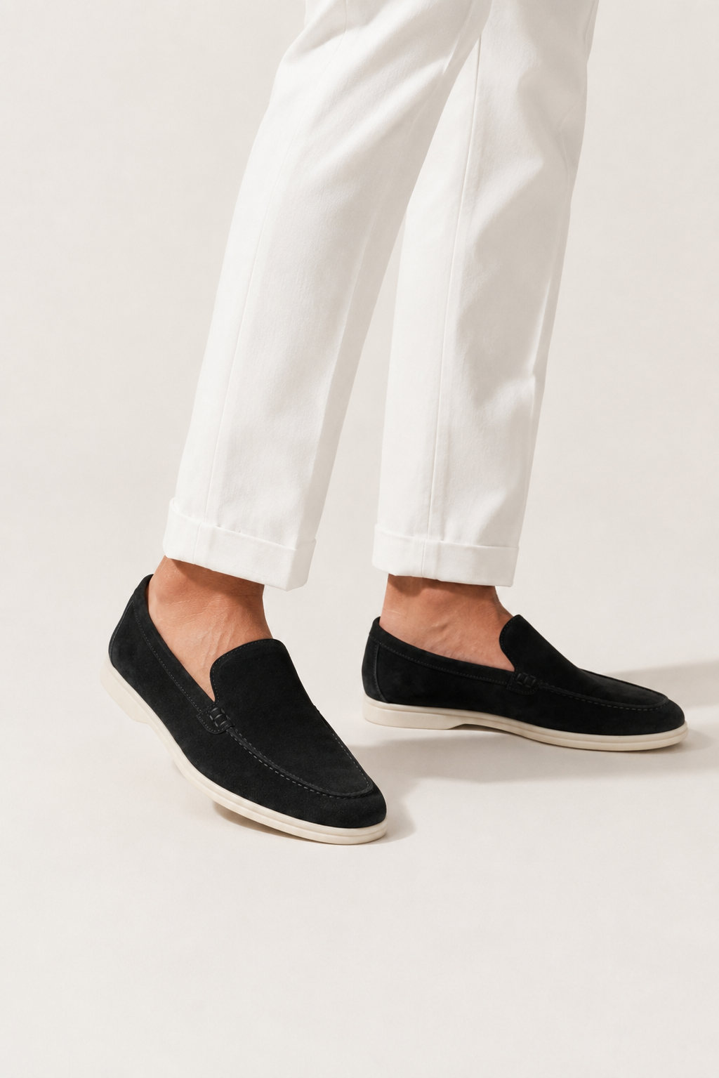 Suede Loafer — Black — Loafers