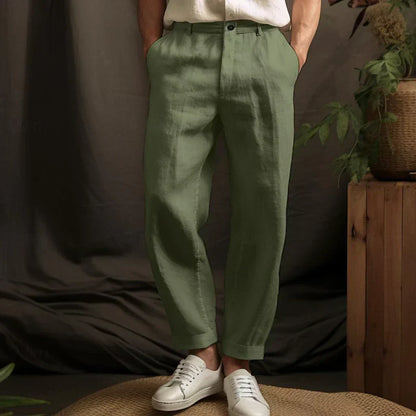 Men's Summer Linen Trousers - detail view | SAINT DOR