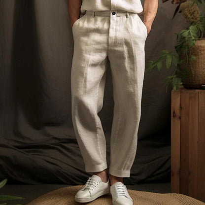 Men's Summer Linen Trousers - front view | SAINT DOR