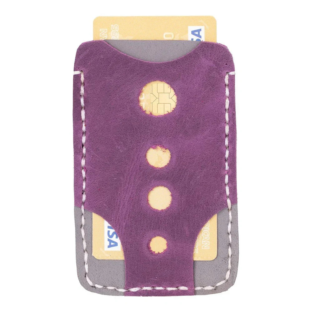 Leather Card Holder in Mulberry